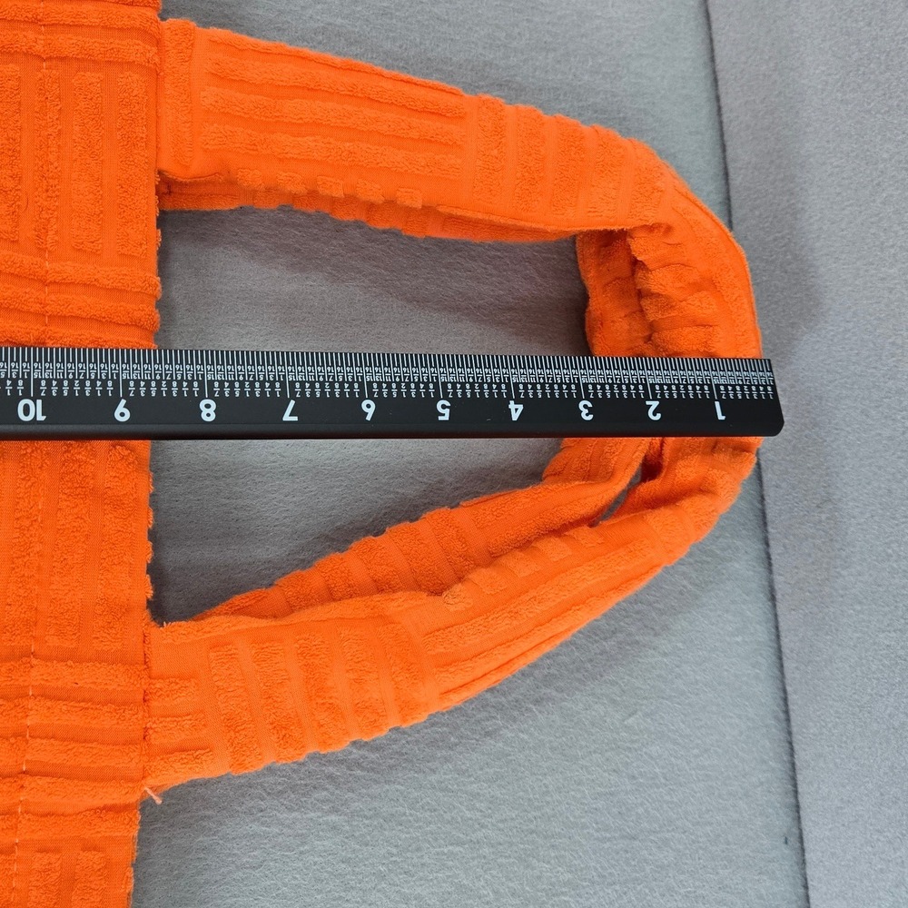 JustFab Orange Terry Cloth Basketweave Textured Tote Bag Summer Beach Bag - Picture 6 of 8